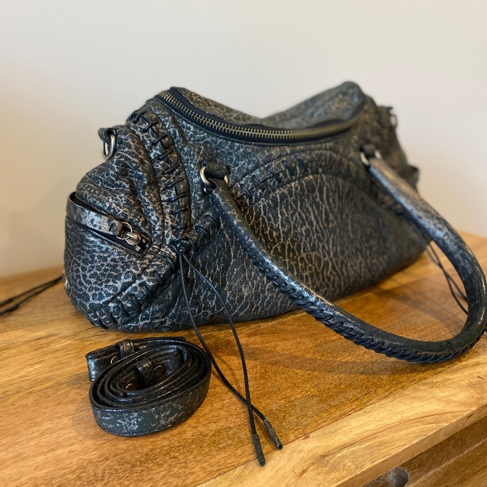 BOTKIER Crackled Metallic Leather Satchel